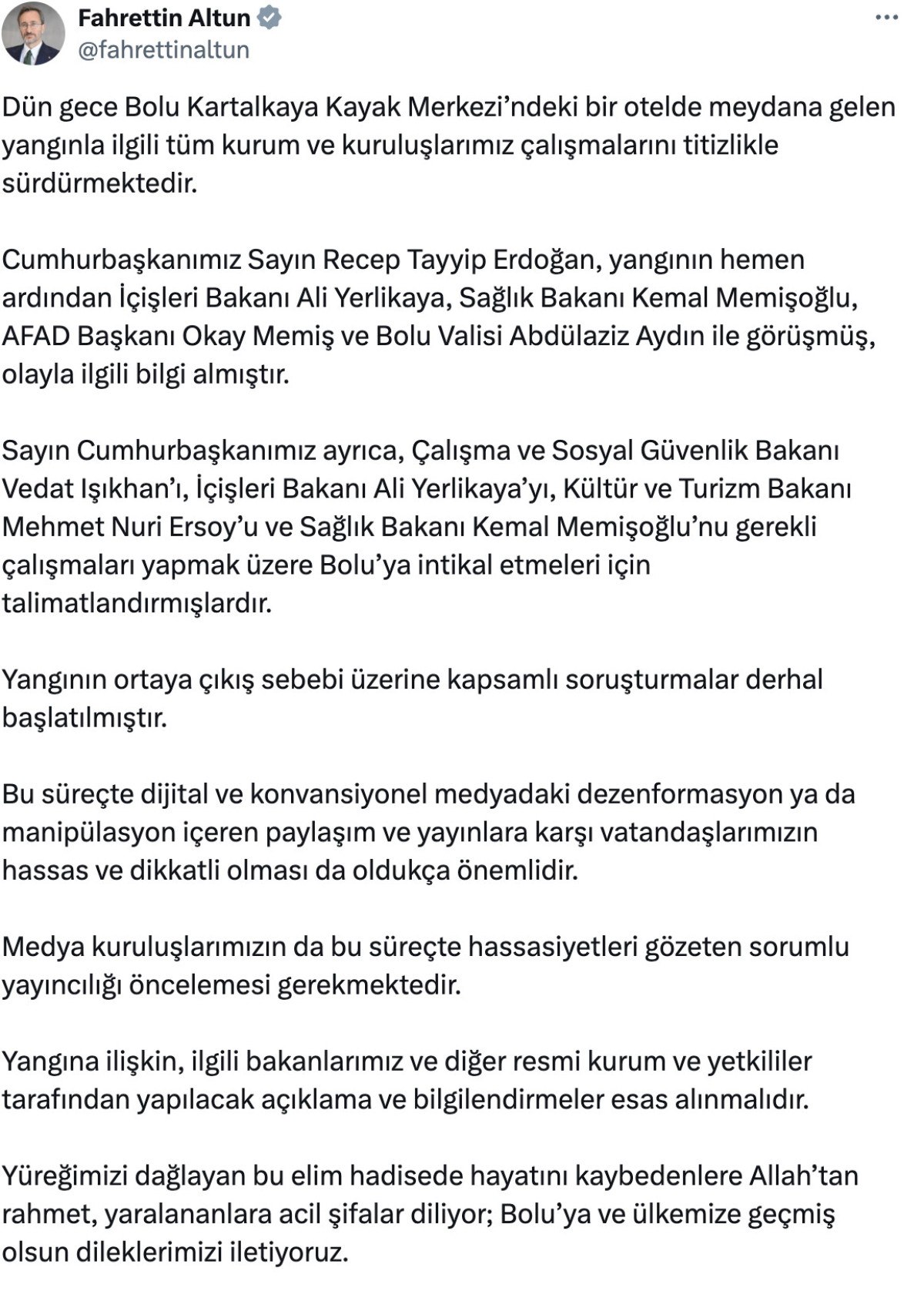 fahrettin altun cumhurbaskanimiz bakanlarin boluya intikali icin talimat verdi 0 TZfPTSyt