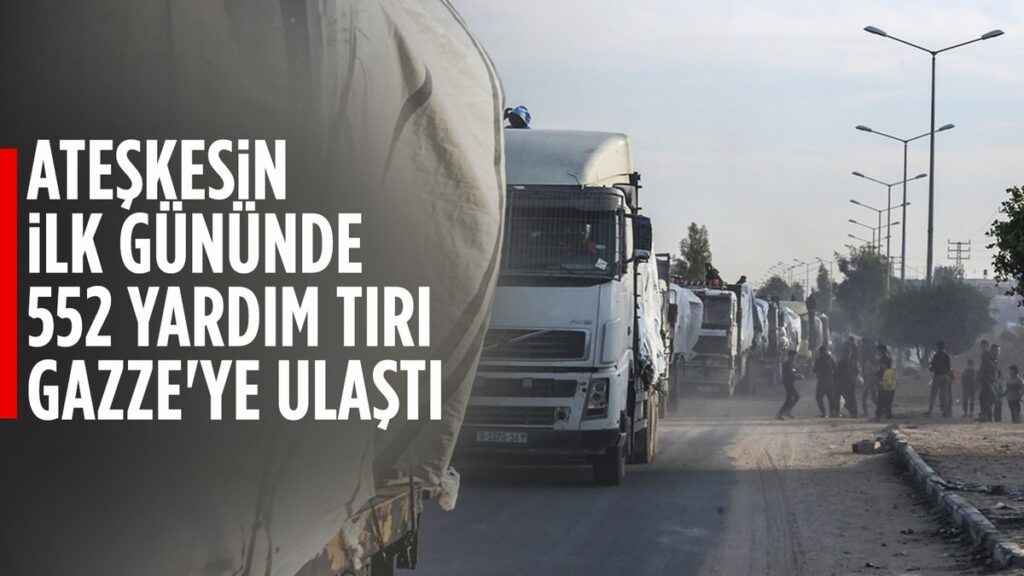 gazzede ateskesin ilk gununde 552 yardim tiri bolgeye giris yapti 3YQONxGF