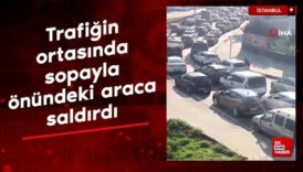 istanbulda trafigin ortasinda sopayla onundeki araca saldirdi pskfV4fi