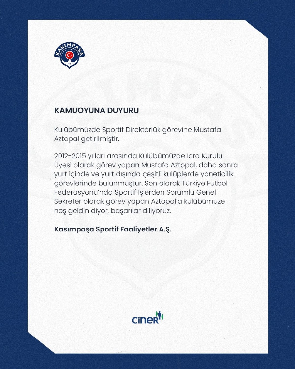 kasimpasanin yeni sportif direktoru mustafa aztopal oldu 0 CLeAVUA7