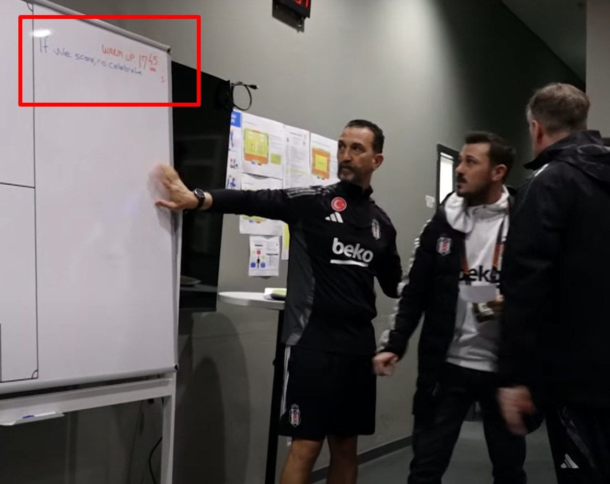 besiktas taktik tahtasinda yazan yazi eger gol atarsak sevinmeyecegiz 0 fD7dGvR2