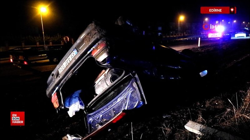 edirnede otomobil takla atti KYhyeukq