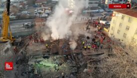 konyada coken binanin enkazi gunun ilk isiklariyla goruntulendi t9tNRgBg